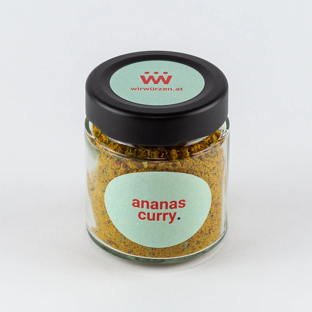 Ananas Curry 60 g Glas – aromatische asiatische Gewürzmischung mit Ananas und Curry, ideal für Fleisch, Gemüse und Reisgerichte