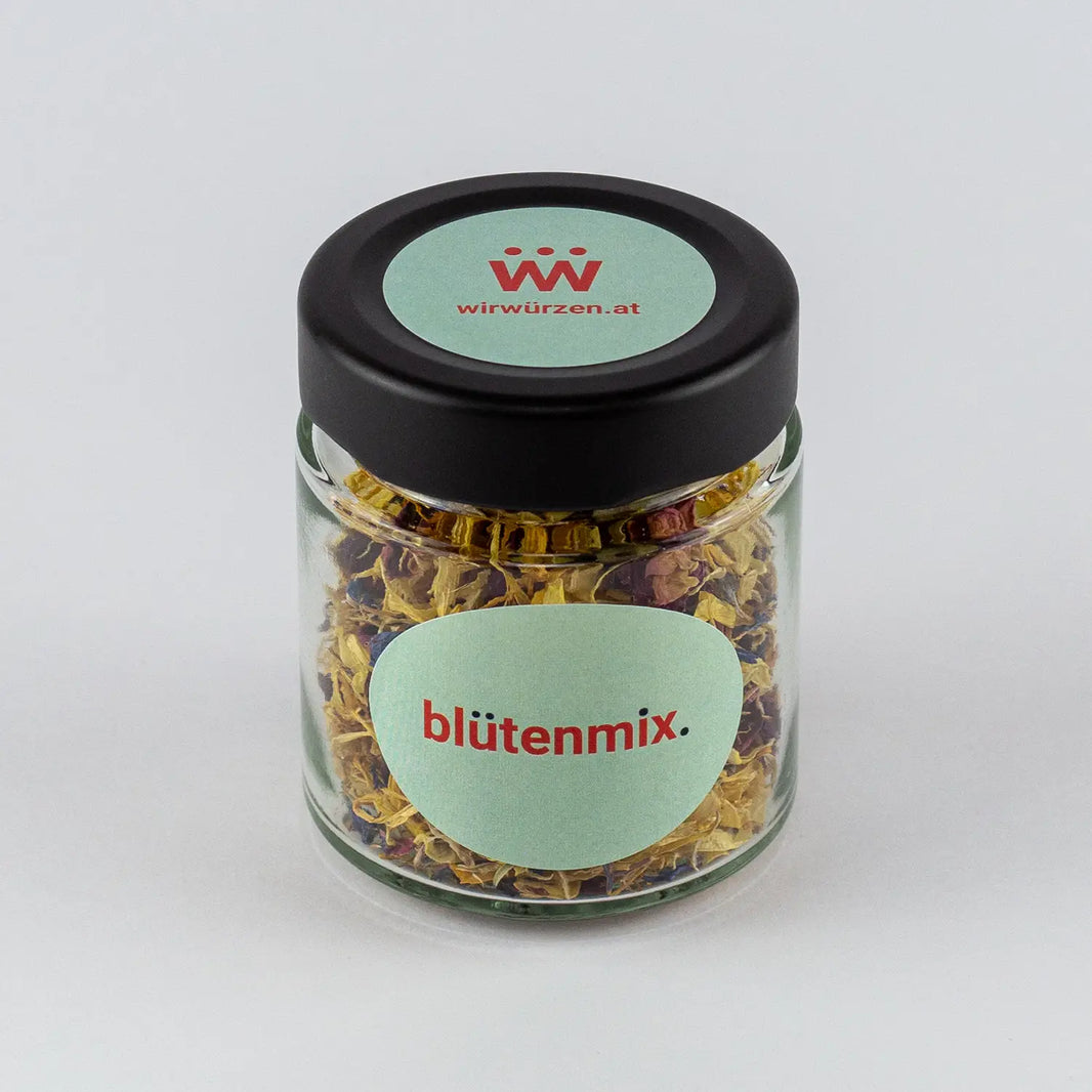 Blütenmix 6 g Glas – aromatische Blüten für Tee, Desserts, Süßspeisen und Dekoration