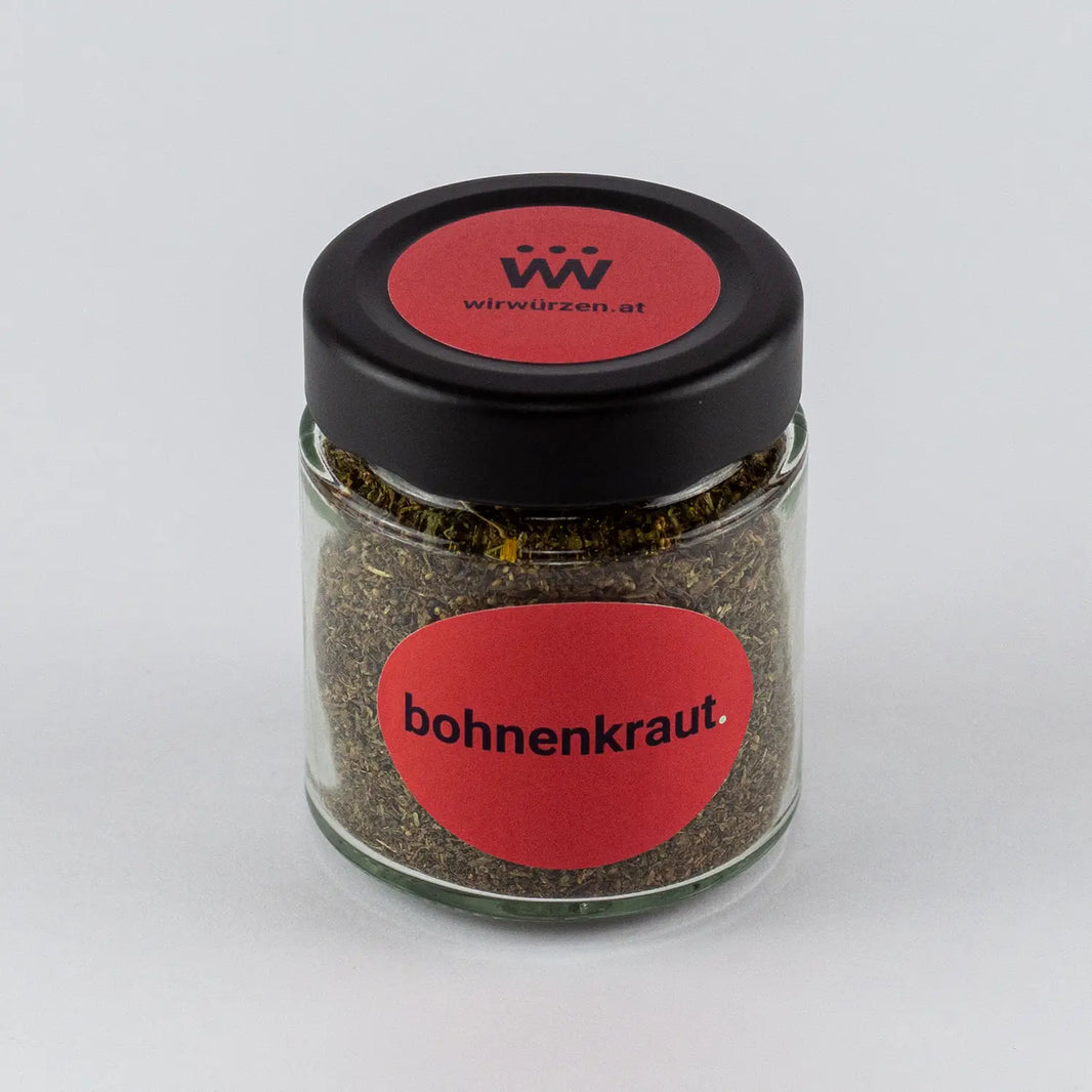Bohnenkraut 20 g Glas – aromatisches europäisches Kraut, ideal für Fleischgerichte, Eintöpfe, Suppen und Gemüse