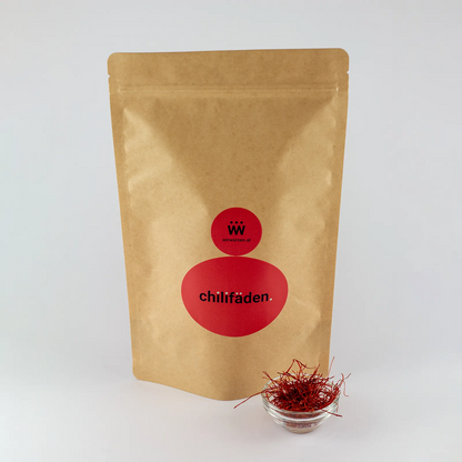 Chili Fäden 100 g Beutel – große Packung scharfer Gewürzfäden, ideal für Gastronomie und dekorative Gerichte