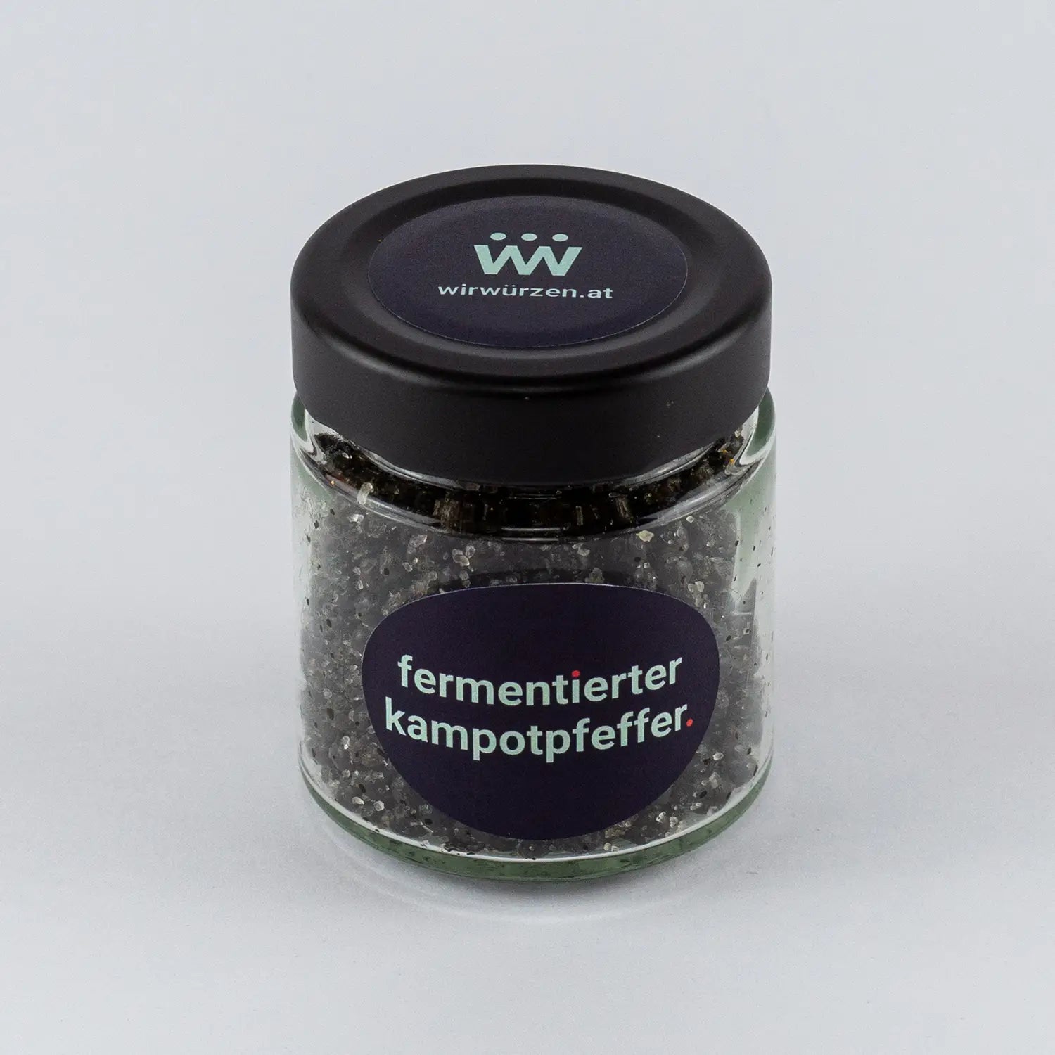 Fermentierter Kampot Pfeffer 70g im Glas – intensiv aromatische, leicht salzige Pfefferkörner mit weicher Textur