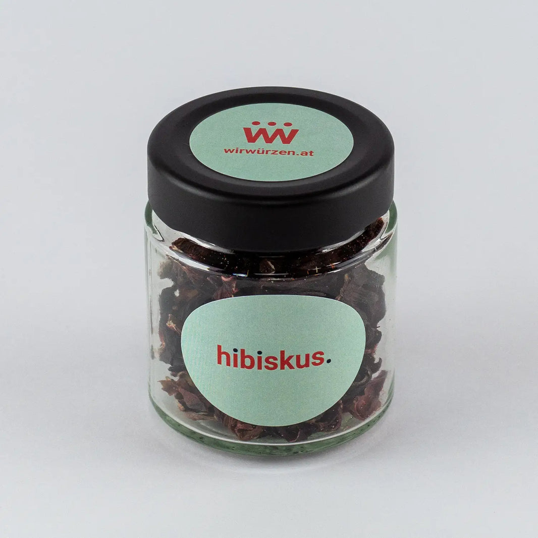 Hibiskus Blüten 12 g Glas – aromatische Blüten für Tee, Aufgüsse und fruchtige Getränke