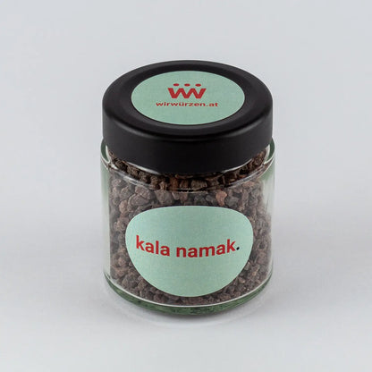 Kala Namak 150 g Glas – aromatisches schwarzes Salz für Currys, Chutneys und indische Spezialitäten