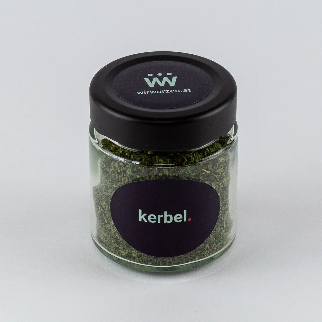 Kerbel 14 g Glas – feines Küchenkraut für Suppen, Saucen, Fischgerichte und leichte Gemüsegerichte
