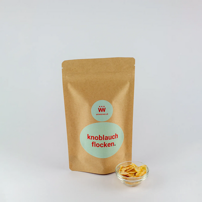Knoblauch Flocken 120 g Beutel – getrocknete Knoblauchstücke für Suppen, Eintöpfe, Aufläufe und mediterrane Küche