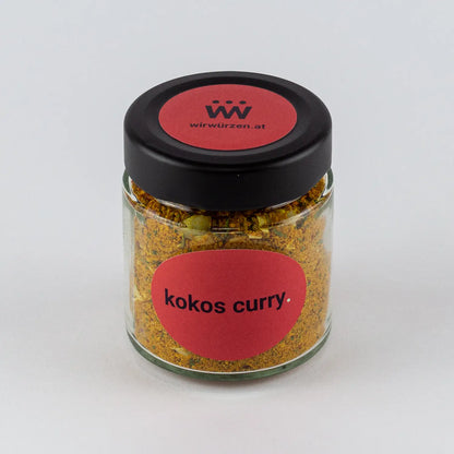 Kokos Curry 70 g Glas – exotische Currymischung mit Kokosnote für asiatische Gerichte, Suppen und Gemüse