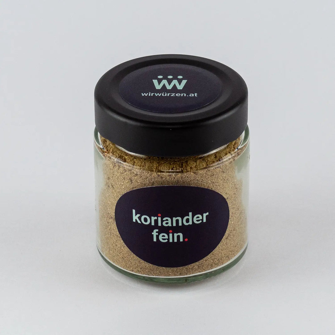 Koriander fein 50 g Glas – aromatisches Korianderpulver für Currys, Suppen, Fleischgerichte und Gemüse