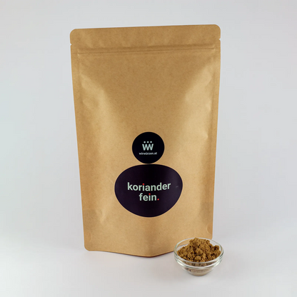 Koriander fein 400 g Beutel – große Packung Korianderpulver für Gastronomie, Currys und Gemüsegerichte