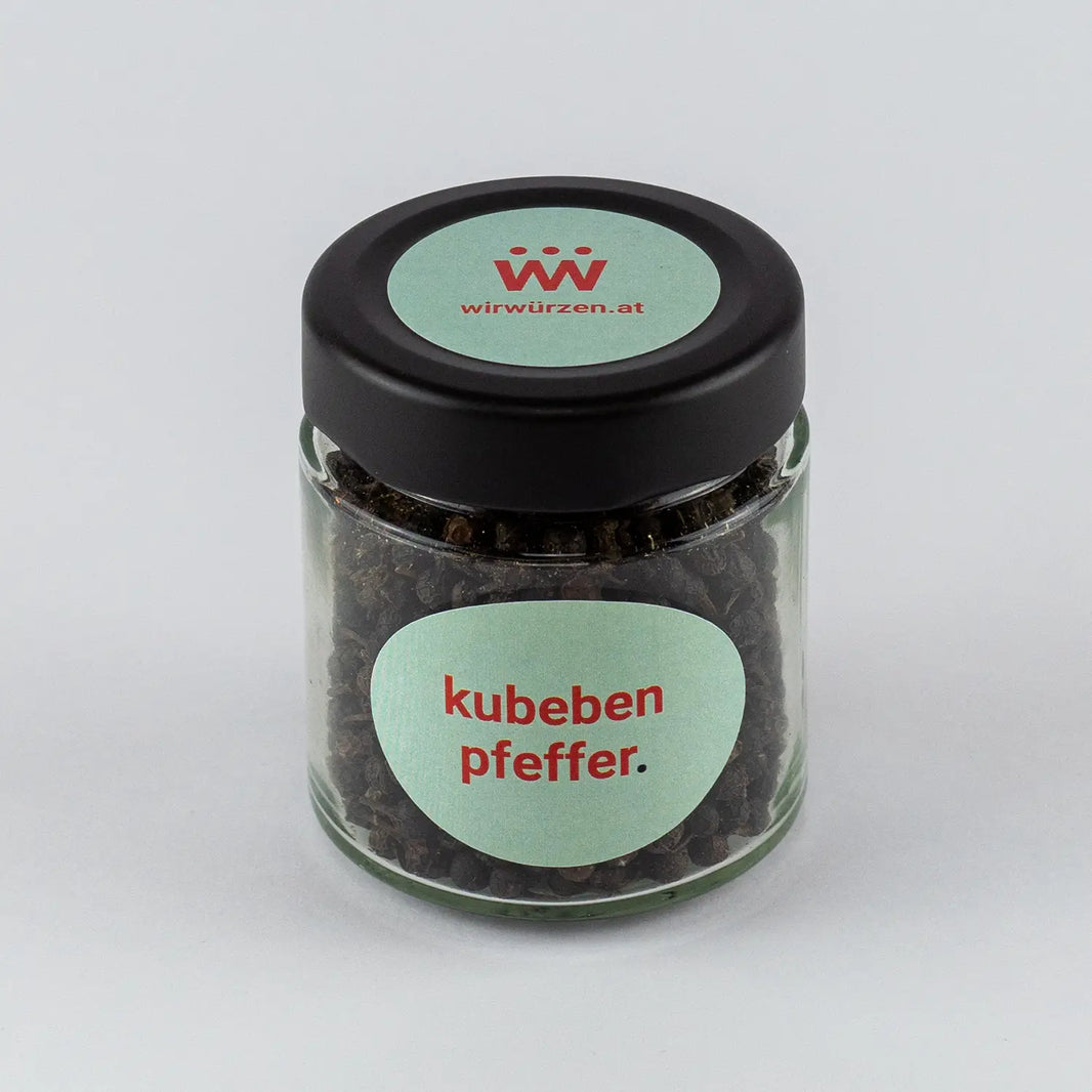 Kubeben Pfeffer 80 g Glas – aromatische Pfefferkörner für Fleisch, Gemüse, Saucen und Marinaden