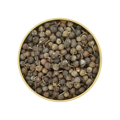 Kubeben Pfeffer – ganze, dunkle Pfefferkörner mit leichtem Stiel, würzig und aromatisch