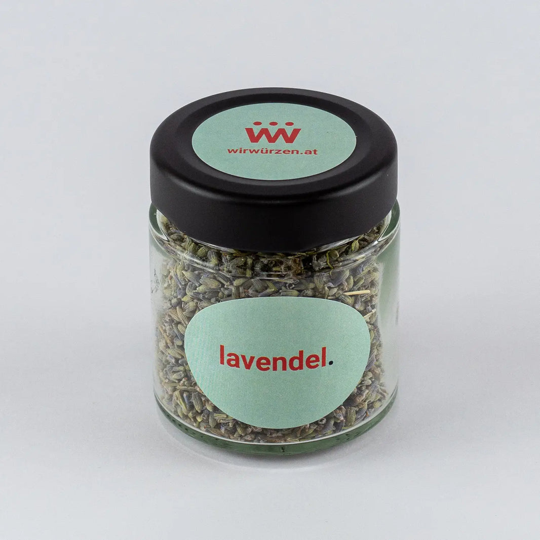 Lavendel 16 g Glas – aromatische Blüten für Desserts, Tees, Gebäck und mediterrane Gerichte