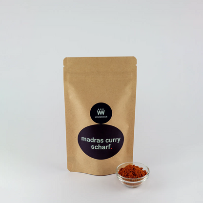 Madras Curry scharf 150 g Beutel – aromatische, scharfe Mischung für Fleisch, Eintöpfe, Gemüsegerichte und Reis