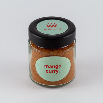 Mango Curry 70 g Glas – aromatische Currymischung mit fruchtiger Note für Fleischgerichte, Gemüse, Saucen und Reis