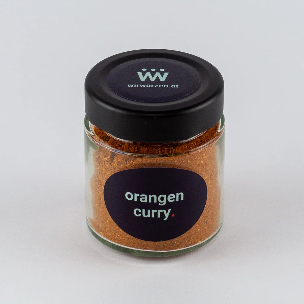 Orangen Curry 80 g Glas – fruchtig-exotische Currymischung mit Orange, ideal für Huhn, Fisch und Gemüsegerichte