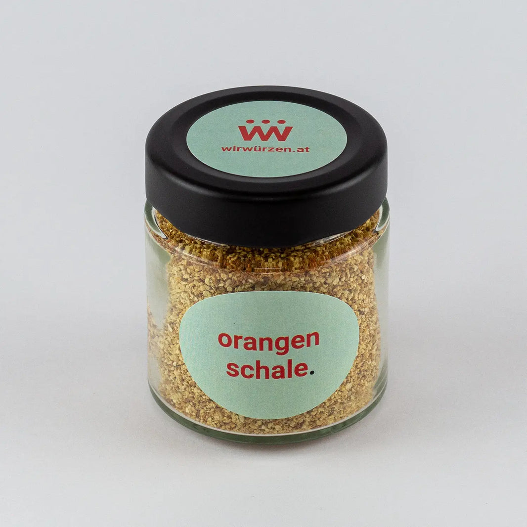 Orangenschalen 60 g Glas – getrocknete Orangenschalen für Desserts, Gebäck, Getränke und aromatische Gerichte