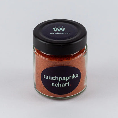 Rauchpaprika scharf 60 g Glas – geräuchertes, pikantes Paprikapulver für Grill, Fleisch und Saucen