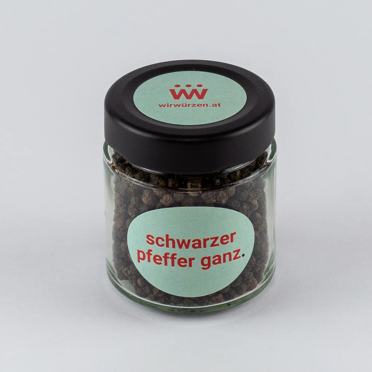 Schwarzer Pfeffer ganz 70 g Glas – aromatische Pfefferkörner für Fleisch, Saucen, Gemüse und Grillgerichte