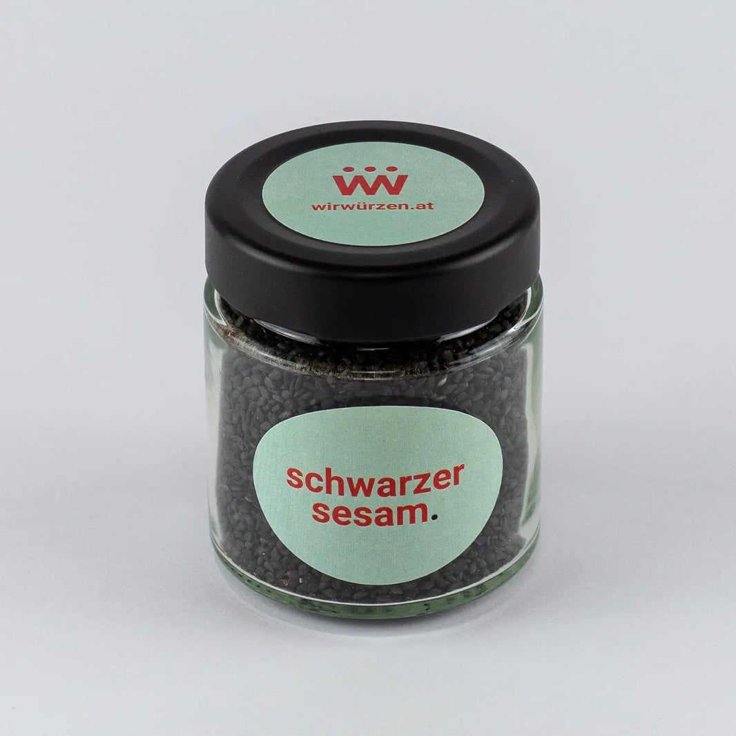 Schwarzer Sesam 70 g Glas – aromatische Samen für Backwaren, Desserts, Müsli und asiatische Gerichte