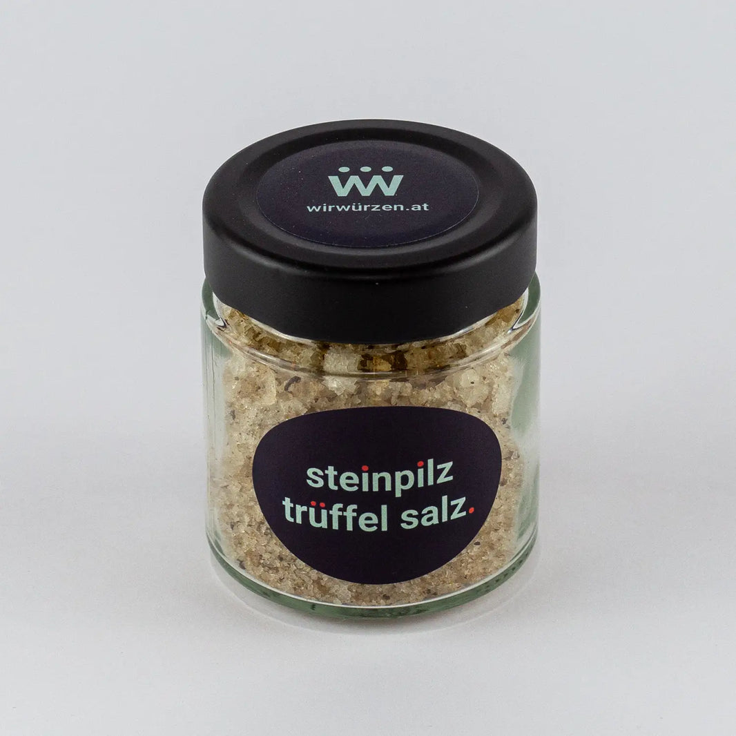 Steinpilz Trüffel Salz 120 g Glas – aromatisches Salz mit edler Steinpilz- und feiner Trüffelnote