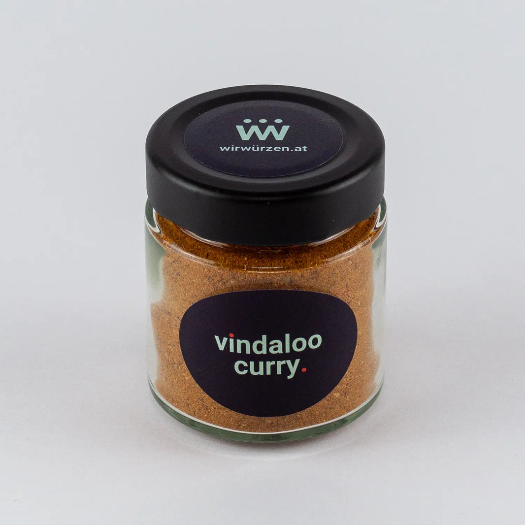 Vindaloo Curry 60 g Glas – aromatische indische Gewürzmischung für scharfe Currygerichte, Fleisch und Gemüse
