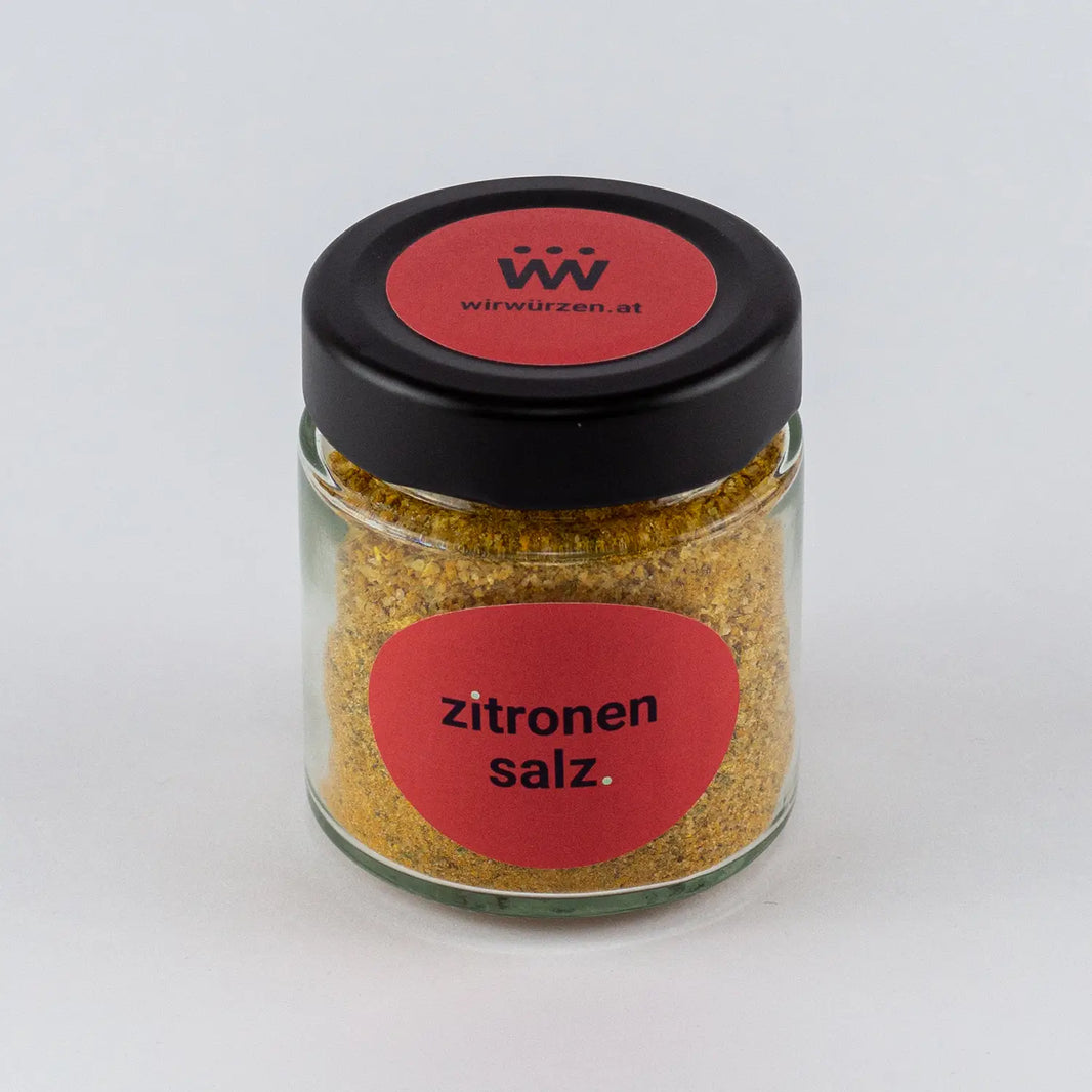 Zitronensalz 120 g Glas – aromatisches Salz mit Zitronennote für Fisch, Gemüse, Salate und Fleischgerichte