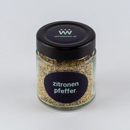 Zitronenpfeffer 60 g Glas – aromatischer Pfeffer mit Zitrusnote für Fisch, Geflügel, Salate und Gemüse